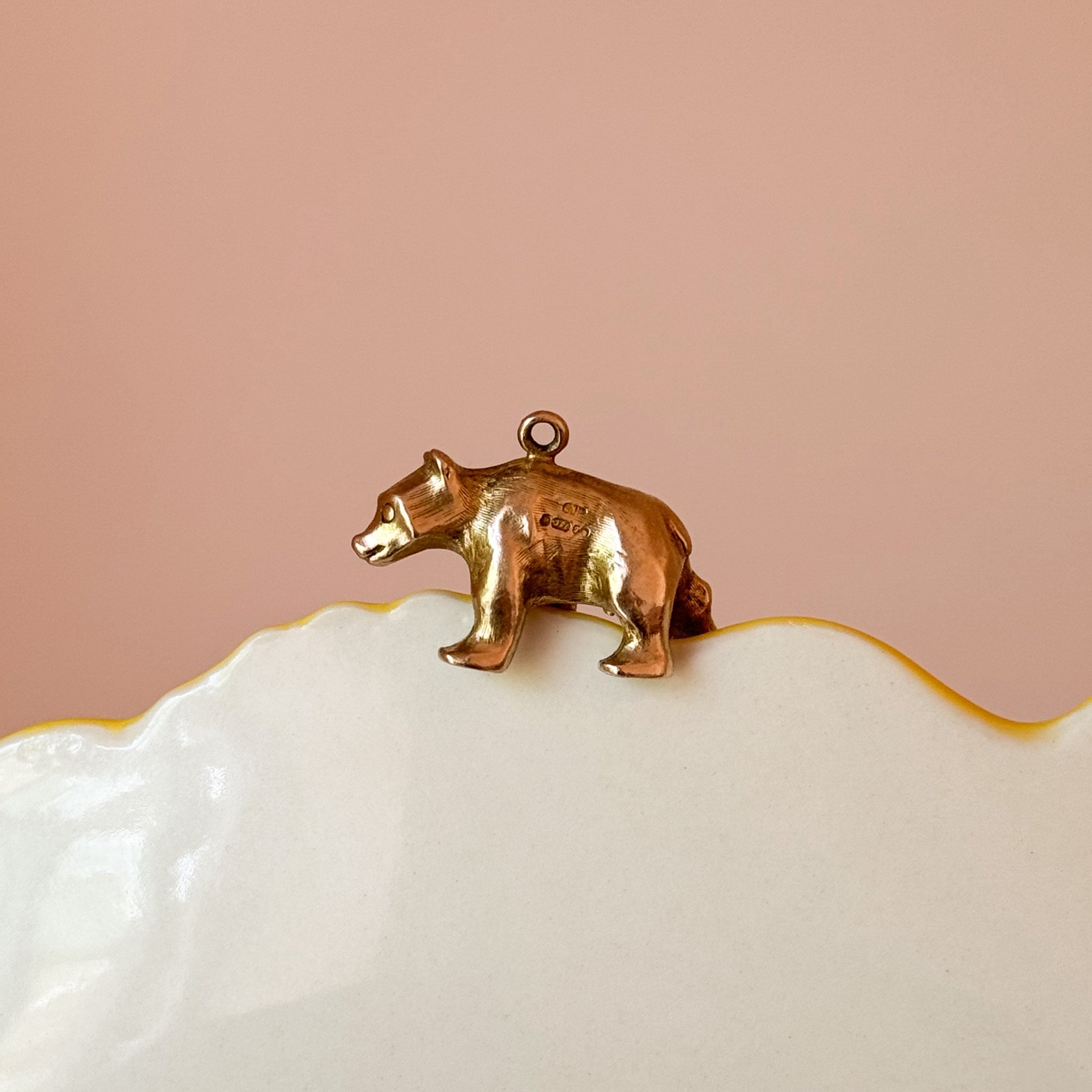 Polar bear solid gold charm