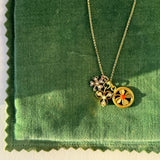 Lucky Clover, Vintage Gold Charm Necklace