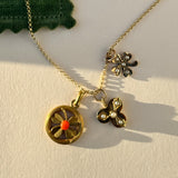 Lucky Clover, Vintage Gold Charm Necklace