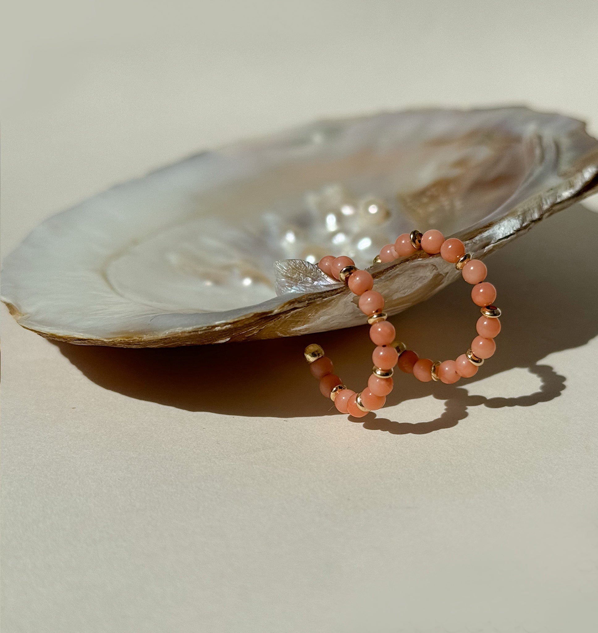 Vintage hoop coral earrings