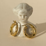 Textured Vintage Hoop Earrings, 9ct Gold
