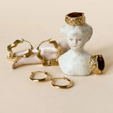 Star Flower Vintage Hoop Earrings, 9ct Gold