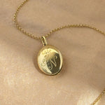 Hand engraved initial 9ct yellow gold locket