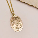 Flower Engraved Diamond Pendant, Antique Conversion, 9ct Gold