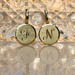 Solid gold initial pendant charm traditionally hand engraved