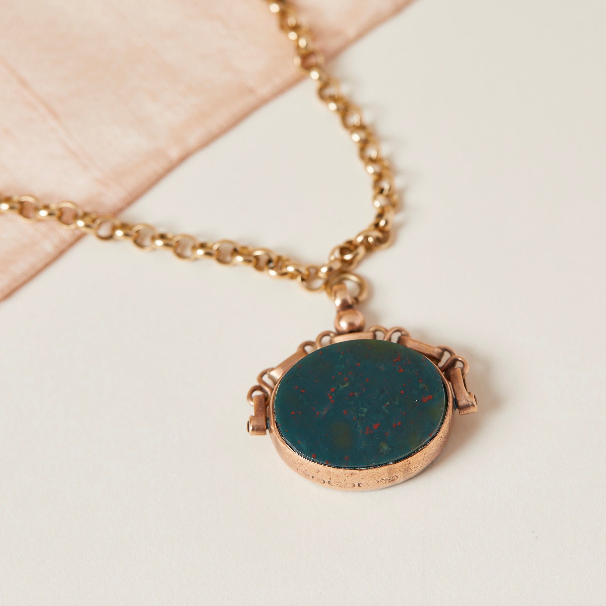 Victorian Antique Rose Gold Pendant with Bloodstone