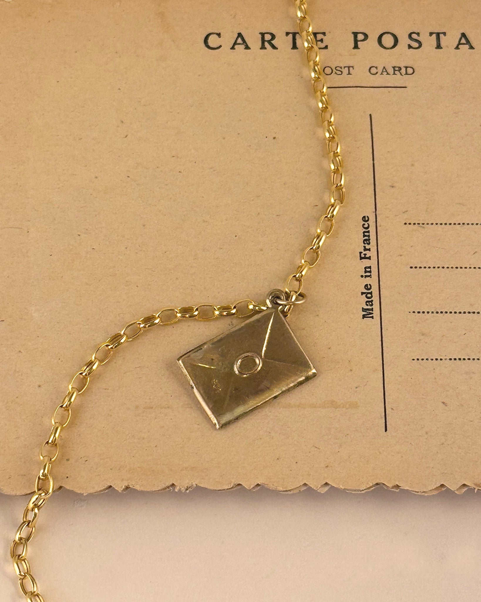 Gold vintage envelope charm