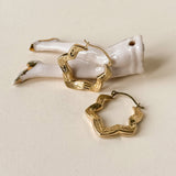 Star Flower Vintage Hoop Earrings, 9ct Gold