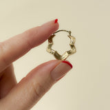 Star Flower Vintage Hoop Earrings, 9ct Gold