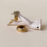 Faceted Huggie Vintage Hoop Earrings, 9ct Gold