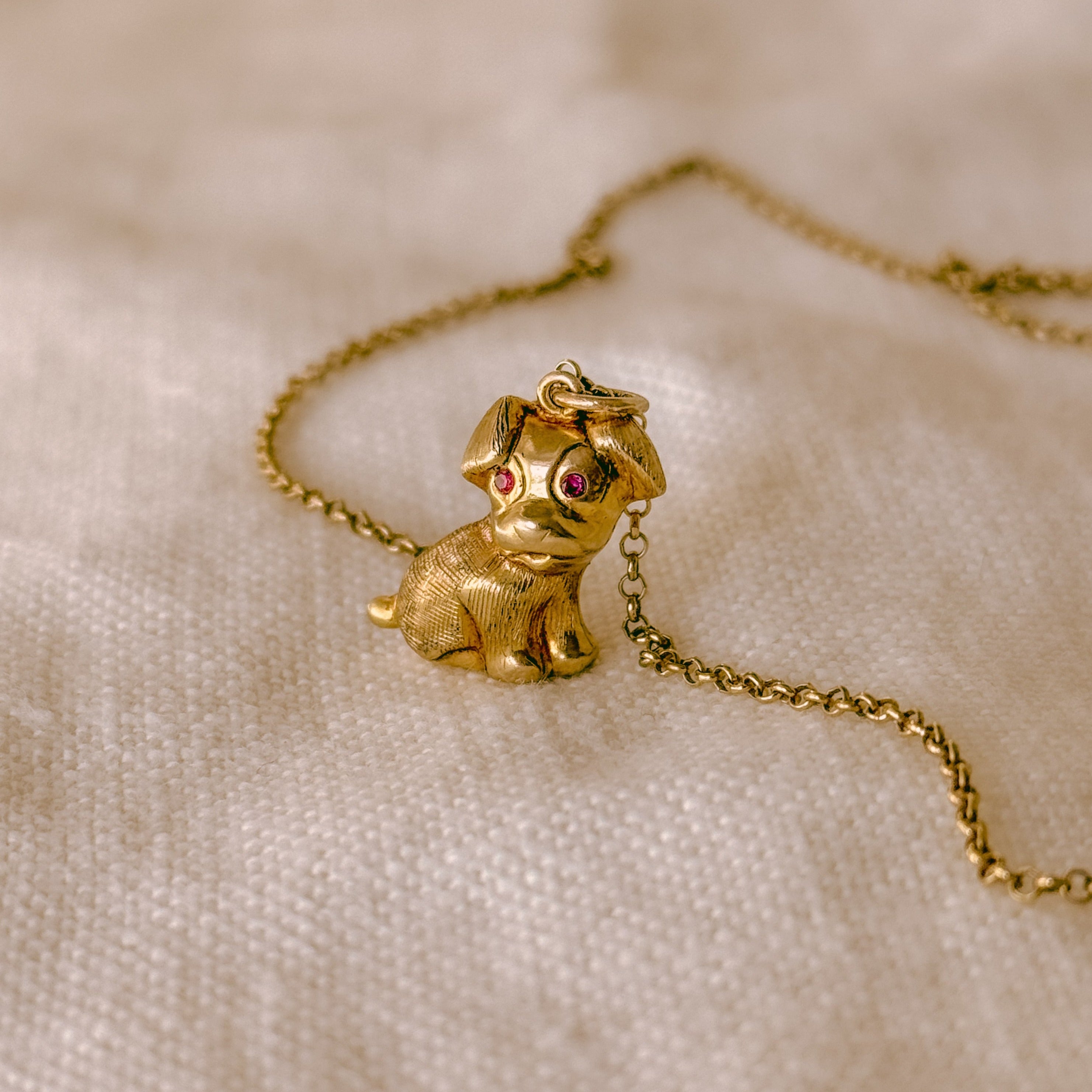 vintage gold dog charm