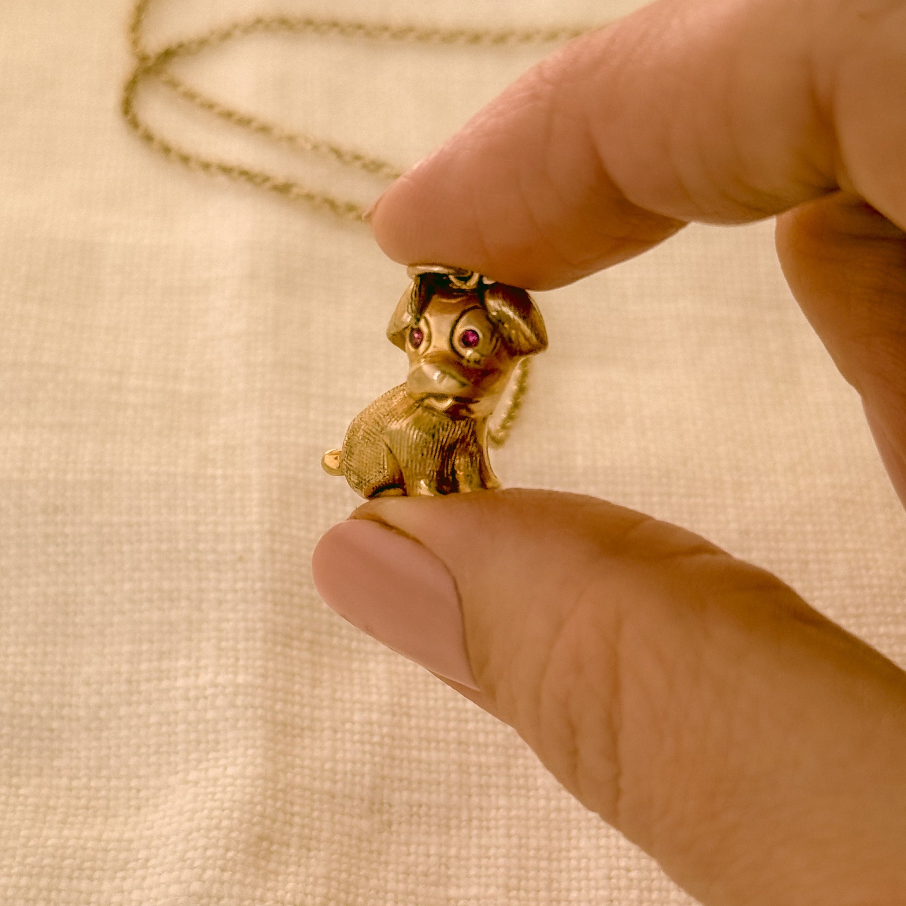 unique yellow gold vintage dog charm