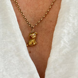 vintage 9ct yellow gold puppy charm necklace