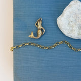 Unique mermaid charm in solid gold