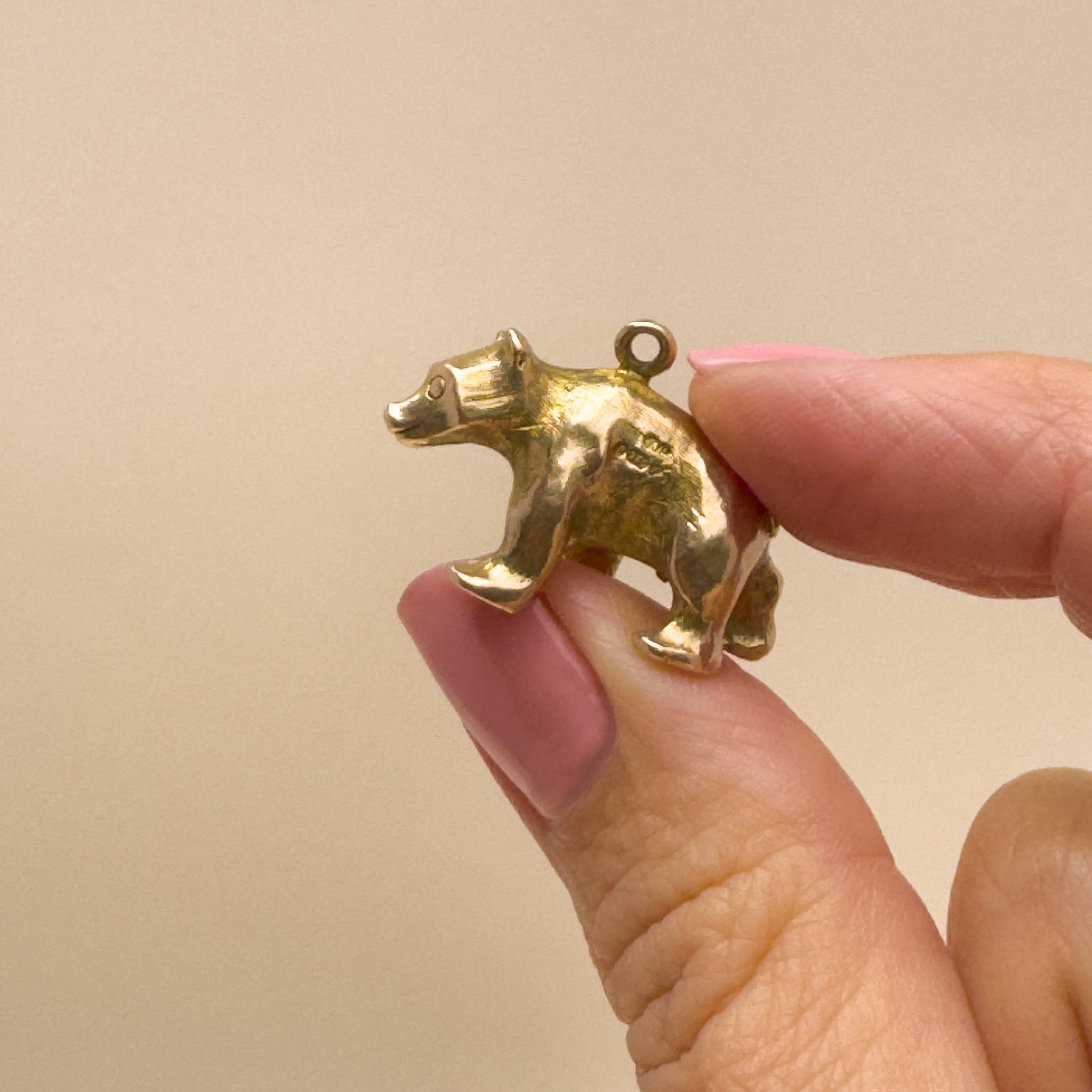 Bear jewelry charm in real gold