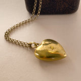 Antique 18ct Diamond & Sapphire Heart Pendant Charm