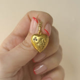 Antique 18ct Diamond & Sapphire Heart Pendant Charm