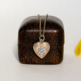Antique 9ct Heart & Diamond Pendant Charm