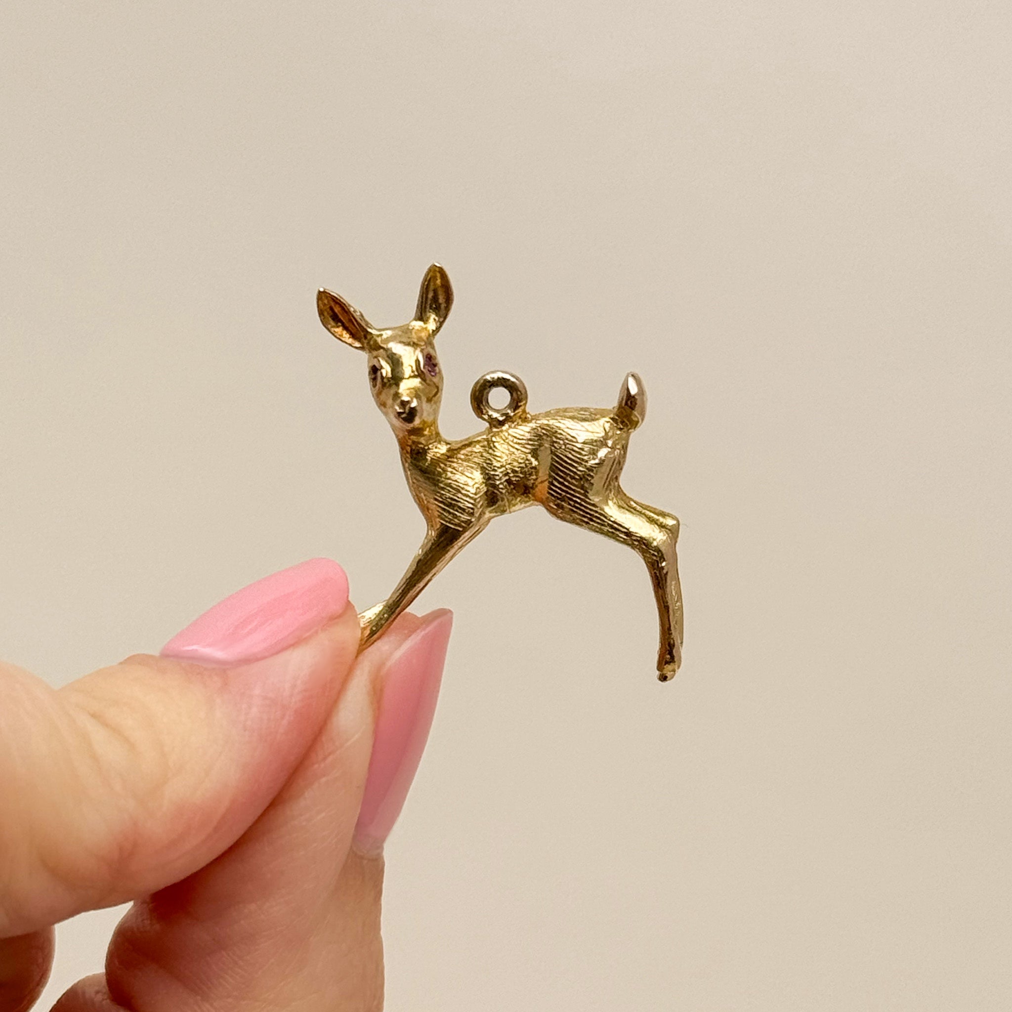 9ct gold vintage jewelry charm of a deer