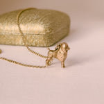 vintage 9ct yellow gold dog charm necklace