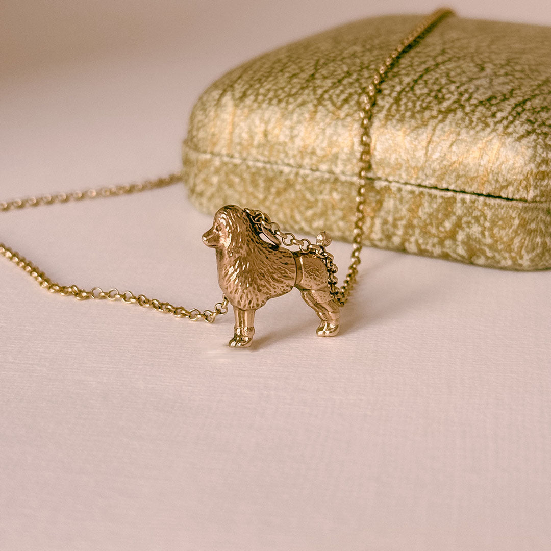 vintage gold poodle charm