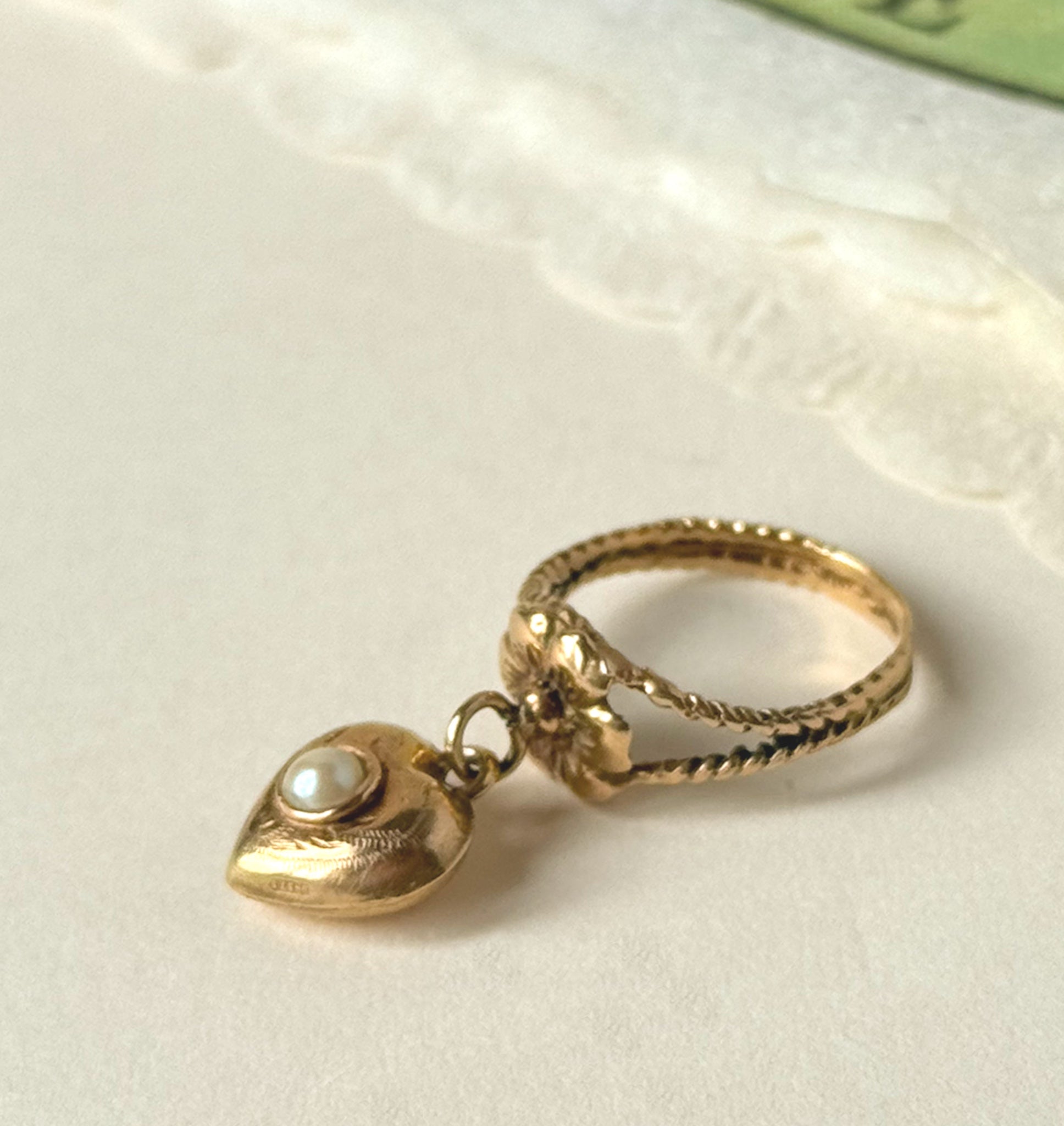 Victorian 9ct Dangle Charm Ring Unique Antique Jewellery