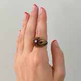 Vintage Ruby And Diamond Flower Statement Ring, 9ct Gold