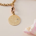 Custom made solid gold pendant with treasured words hand engraved