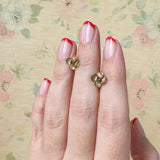 Ruby Flower Stud Earrings, Vintage 9ct Gold