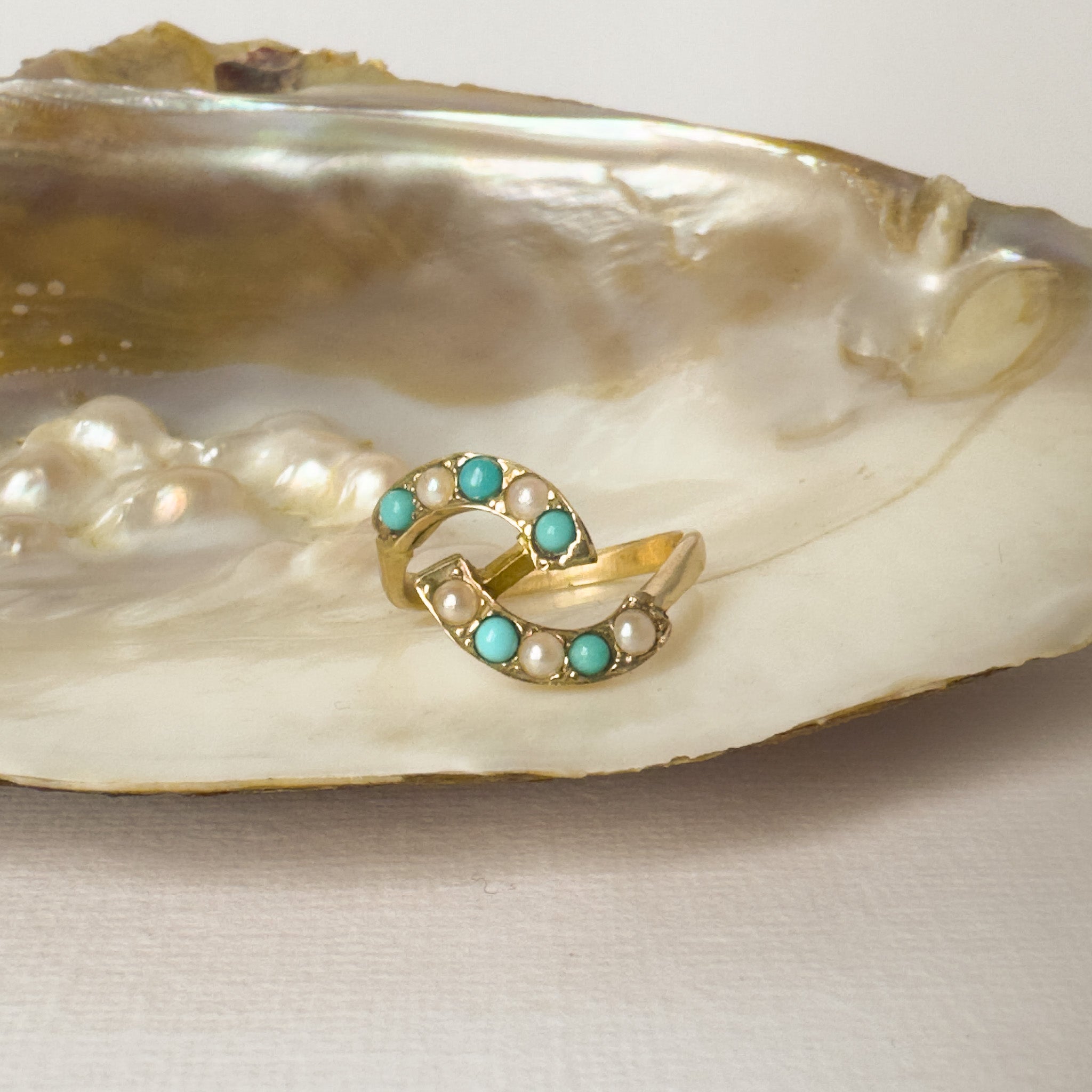 Turquoise Pearl Vintage Ring, 9ct Gold – Florenceandnell
