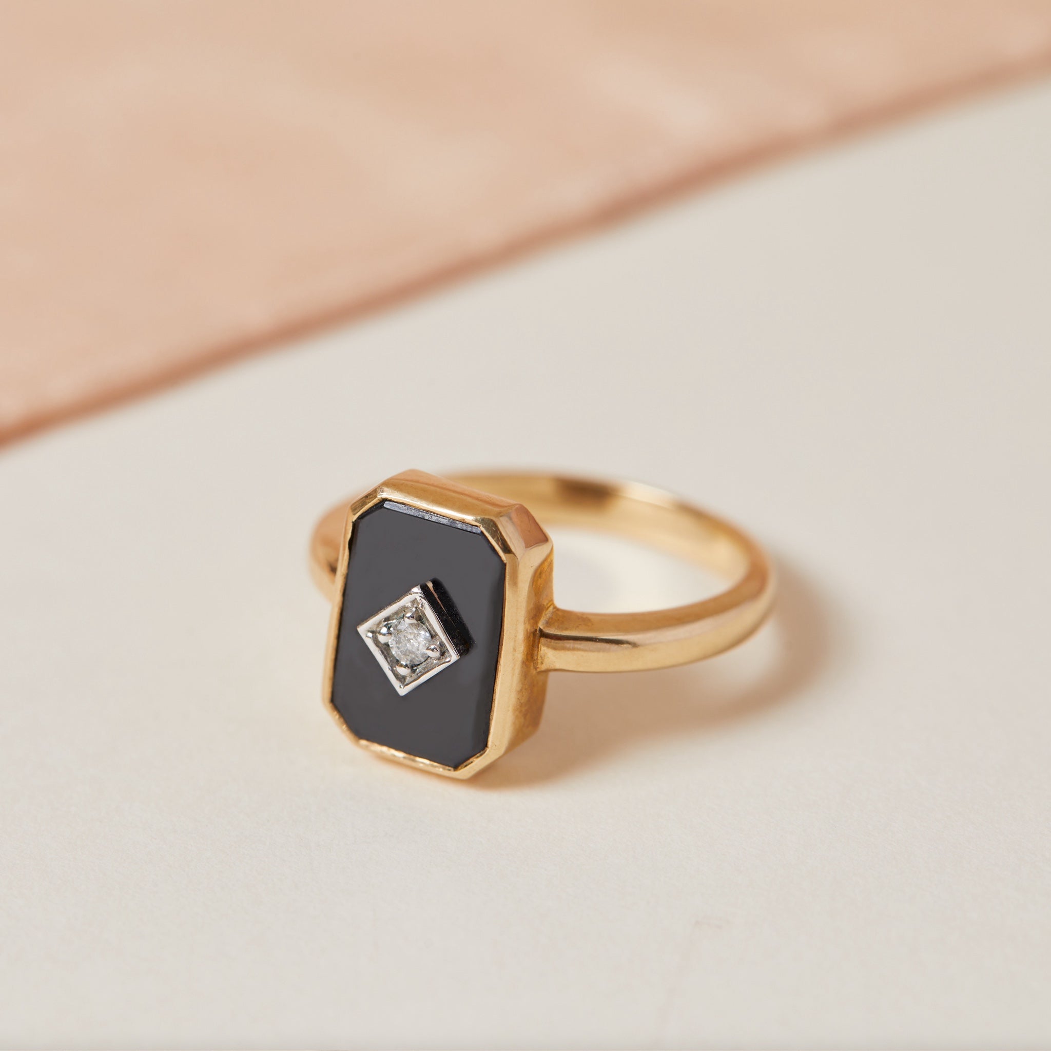 Vintage deco style Onyx and diamond ring