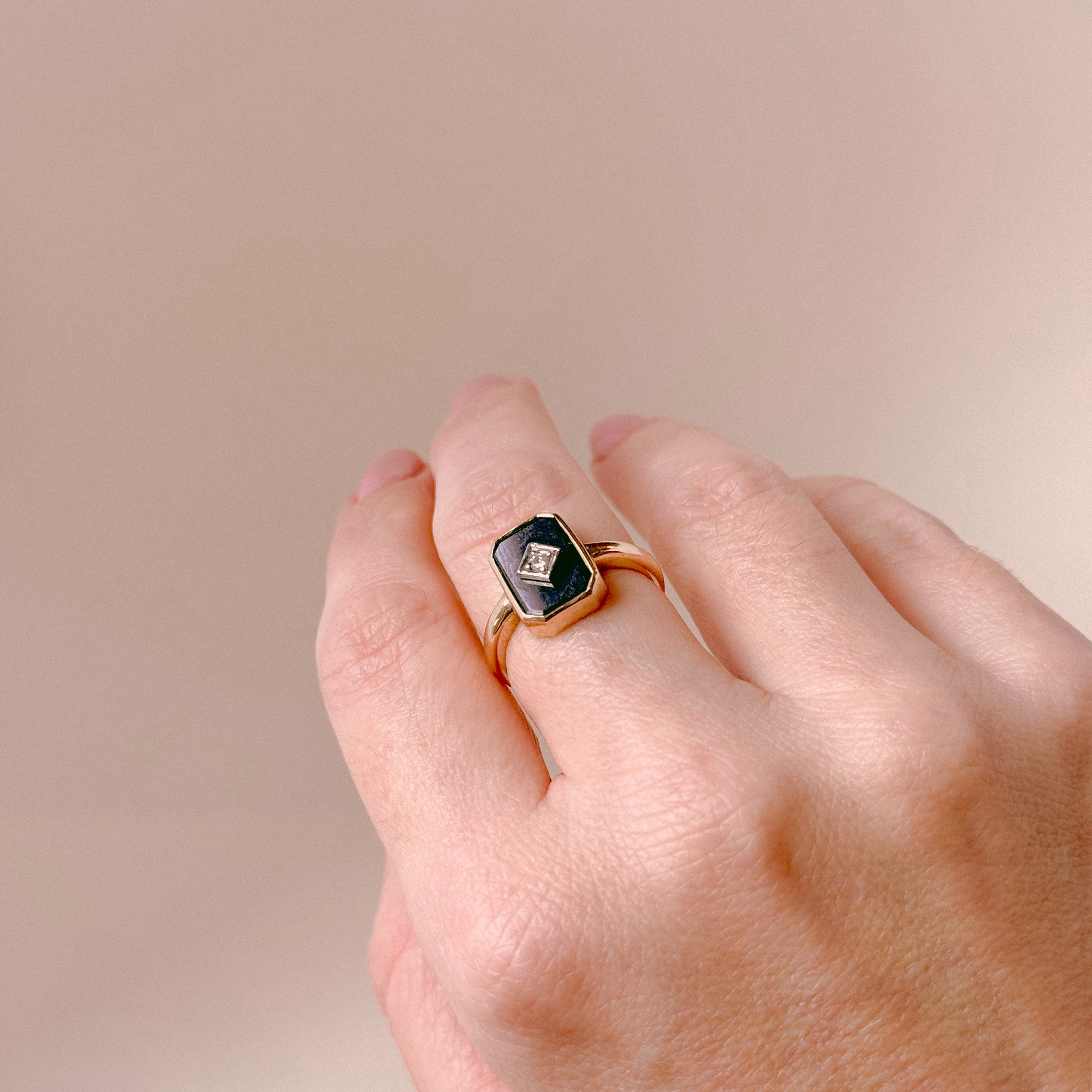 onyx art deco style vintage  ring
