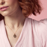Diamond cut curb chain and keepsake pendant