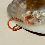 Vintage coral 18ct hoop earrings 