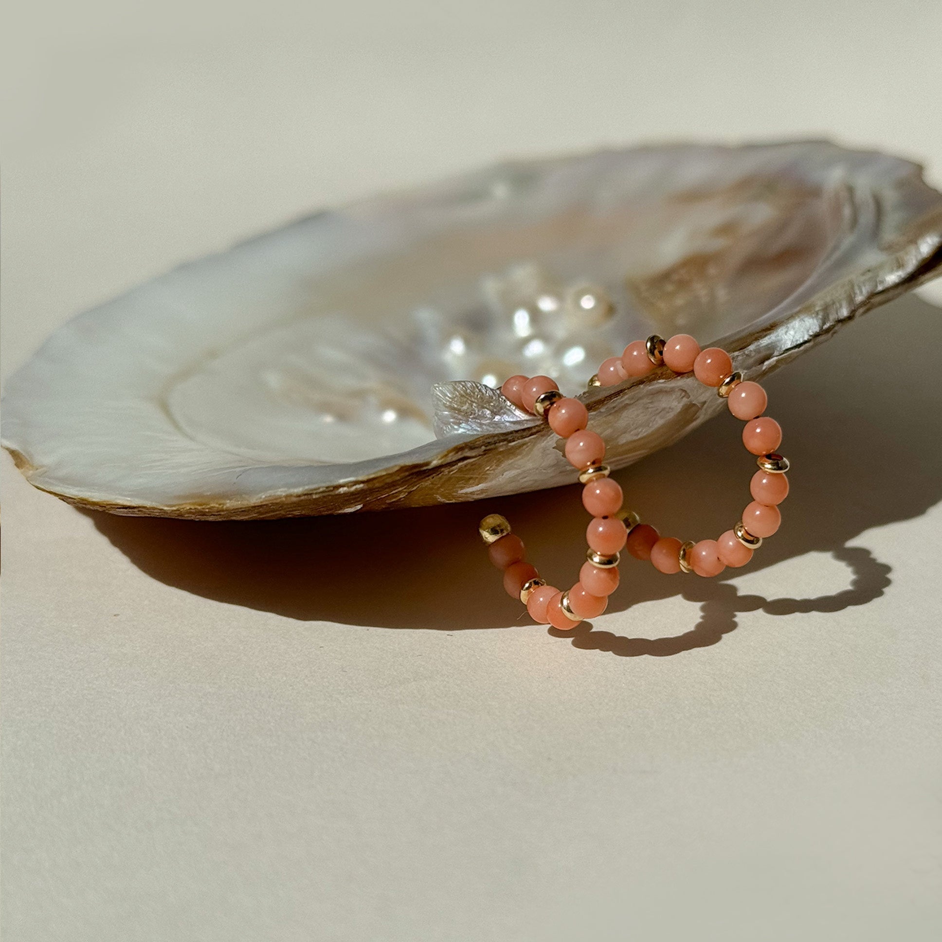 Vintage hoop coral earrings 