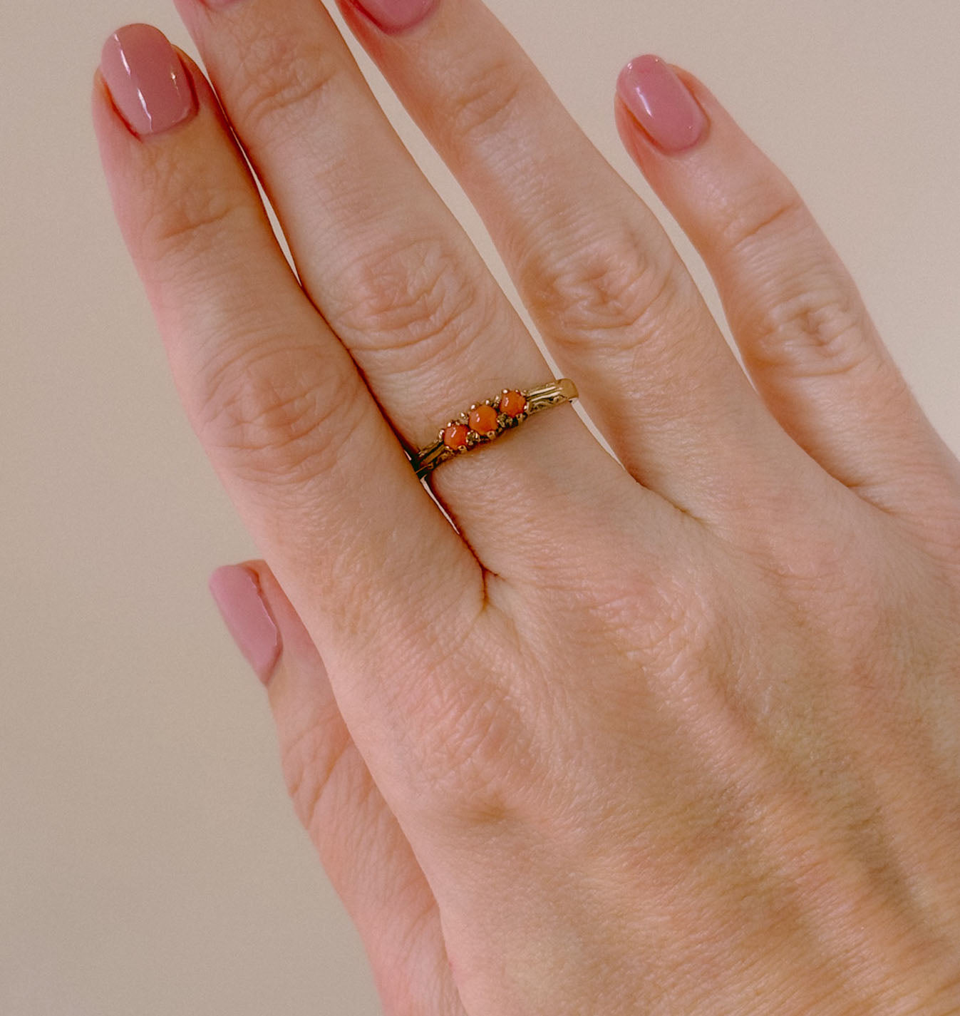 Unique vintage coral ring 