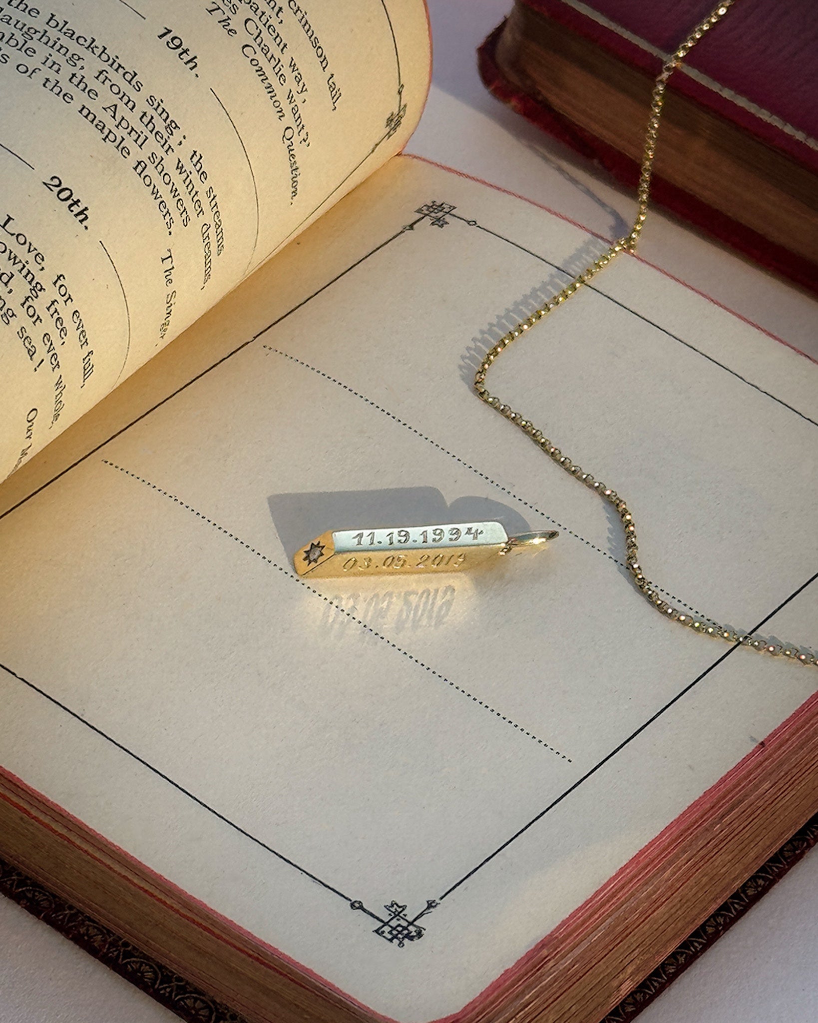 Solid gold date necklace 