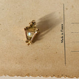 Vintage Pearl Lamp Charm, 9ct Gold