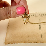 Vintage Pearl Lamp Charm, 9ct Gold