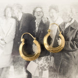 Good Times, Vintage Hoop Earrings, 9ct Gold