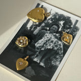Flower Heart Pendant Charm, 15ct Gold & Pearl