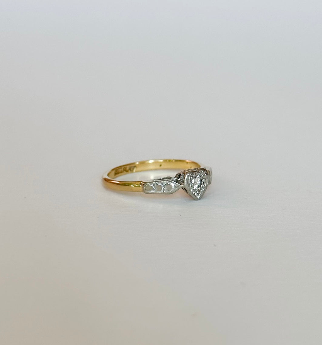 vintage heart gold diamond ring 