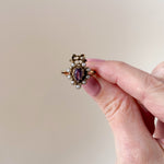 Vintage amethyst, pearl, heart and bow ring 