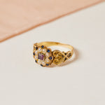 Victorian Pearl, Sapphire and Ruby Mourning Ring 