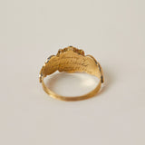 Beautiful engraved inscription inside Victorian mourning ring 