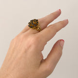 Sapphire Flower Vintage Cocktail Ring, 9ct Gold