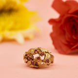 Vintage Ruby Floral Statement Ring, 9ct Gold
