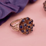 Sapphire Flower Vintage Cocktail Ring, 9ct Gold