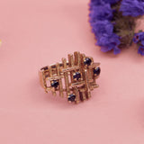 Vintage Modernist Sapphire Statement Ring, 9ct Gold