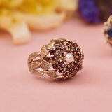 Vintage Garnet And Pearl Cocktail Ring, 9ct Gold